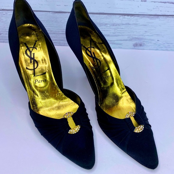 Yves Saint Laurent Shoes - Yves Saint Laurent YSL Pumps Heels Vintage Women’s 9.5 Black with Rhinestones
